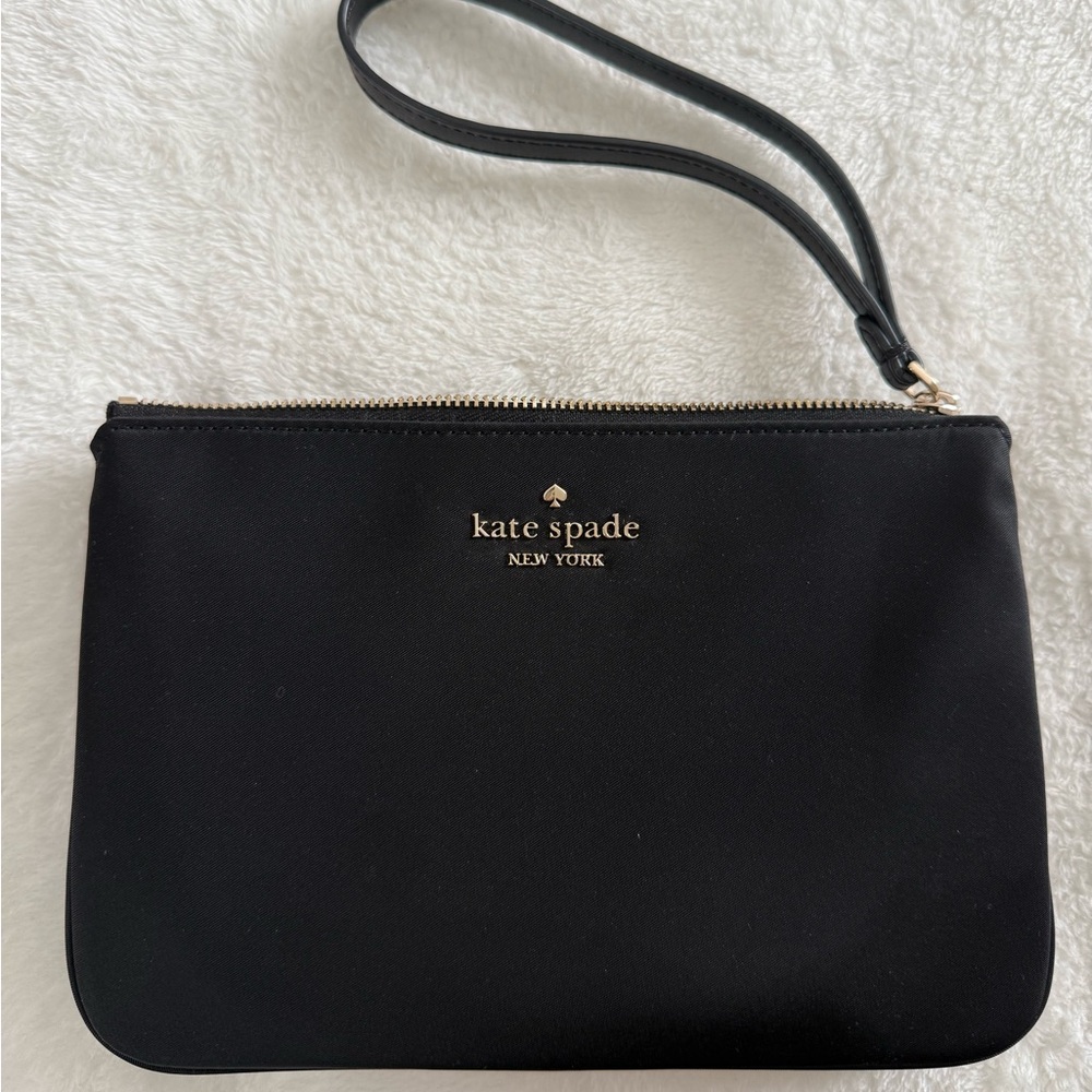 Kate Spade Black Wristlet with Gold Accents